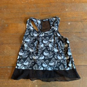 Hot topic crop racerback mesh skull tank top, size small.